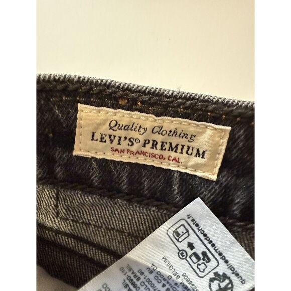 Levi's Premium Jeans Black 70s High Rise Flare Wide Leg Denim Womens 34 X 32 - Picture 12 of 14